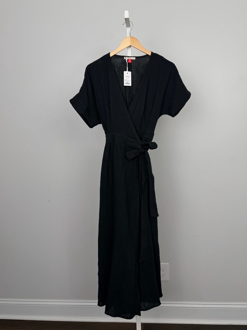 Marine Layer Black Valencia Wrap Dress Gauze Cotton Small - Picture 5 of 9